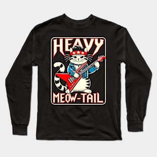 Electric Guitar Cat Pun Rock Music Funny Cat Long Sleeve T-Shirt